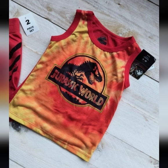 Jurassic Park Baby Boys Red Tank Top And Shorts Pajama Set 2 Piece Size 3T - Picture 2 of 4